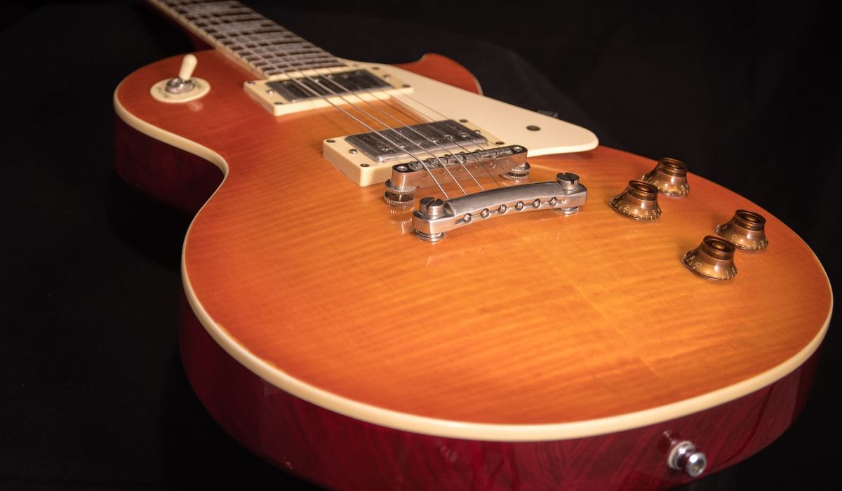 Sunburst electric guitar with a glossy finish